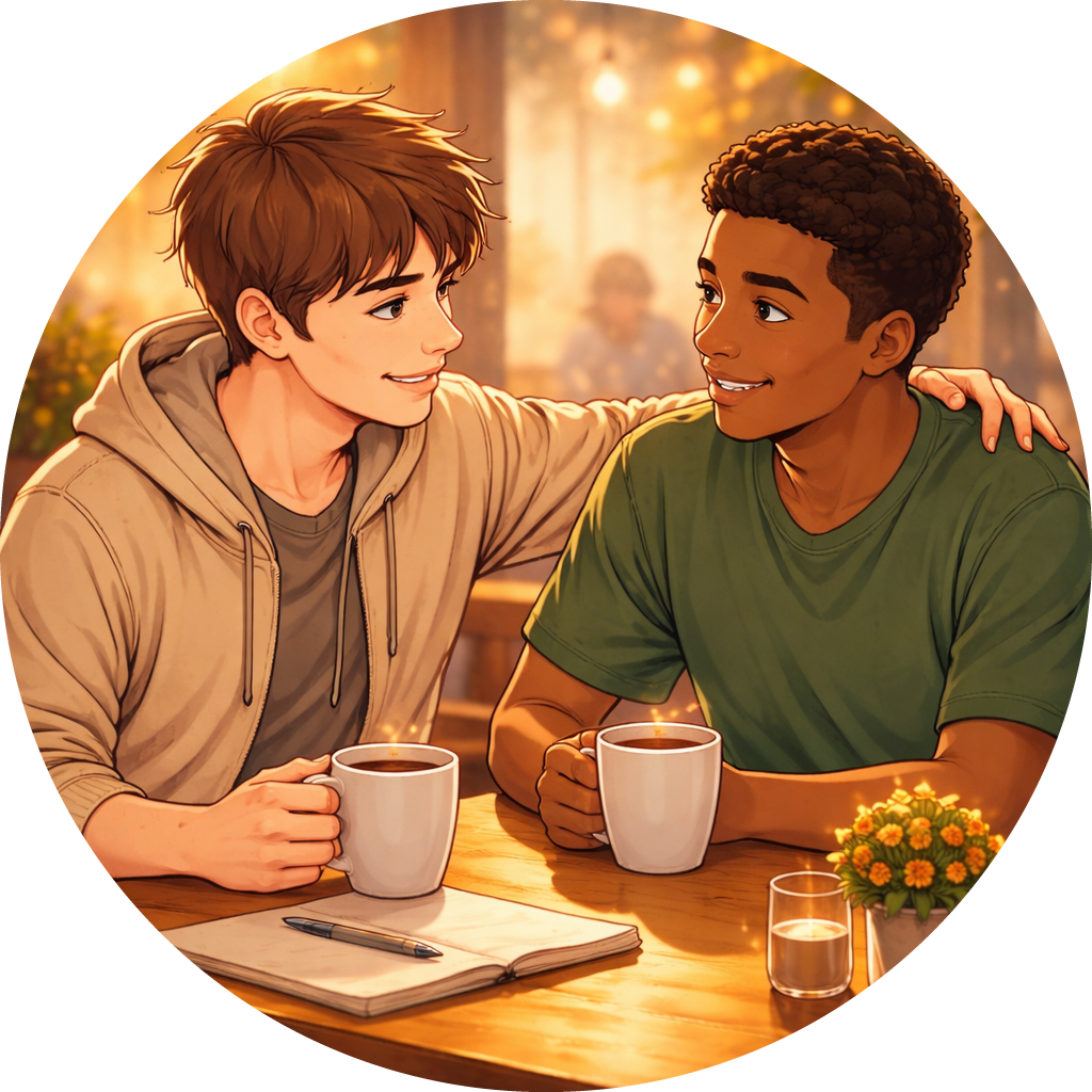 カフェの温かなひととき　友情　理解