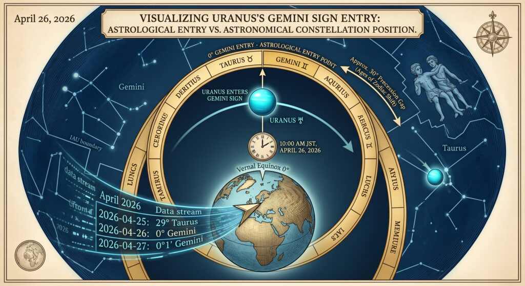天王星の双子座入り現実との対比概念図