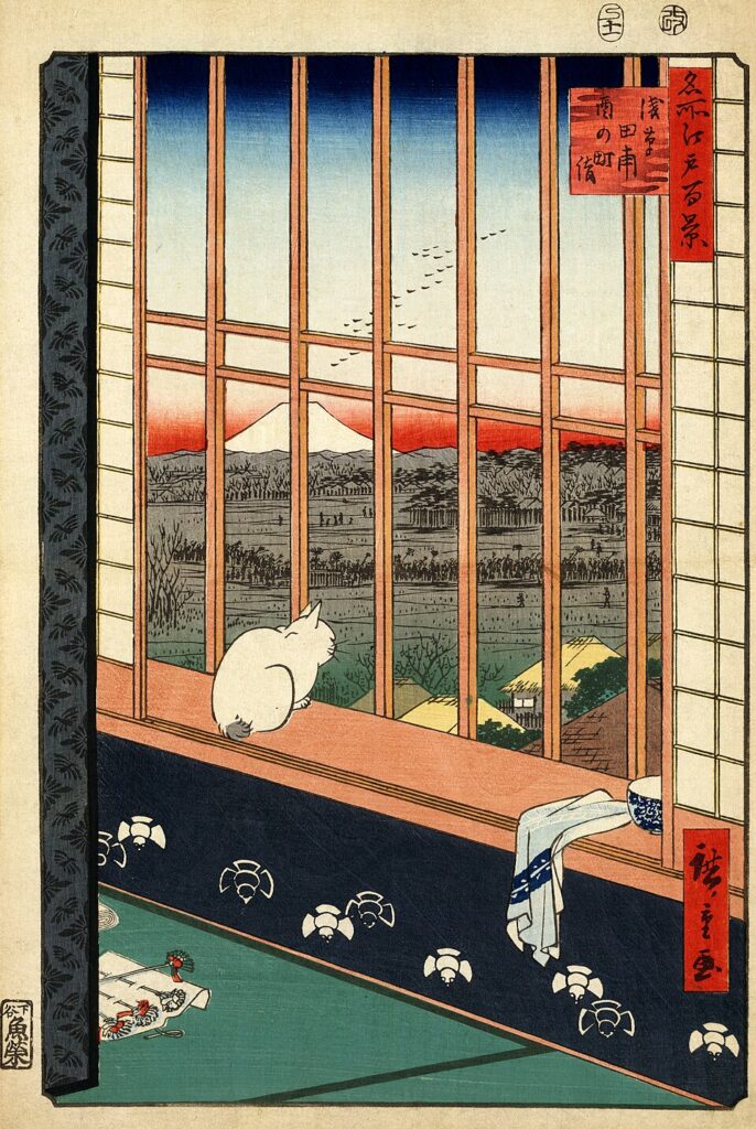 歌川広重《名所江戸百景 浅草田甫 酉の町詣》Public domain, via Wikimedia Commons