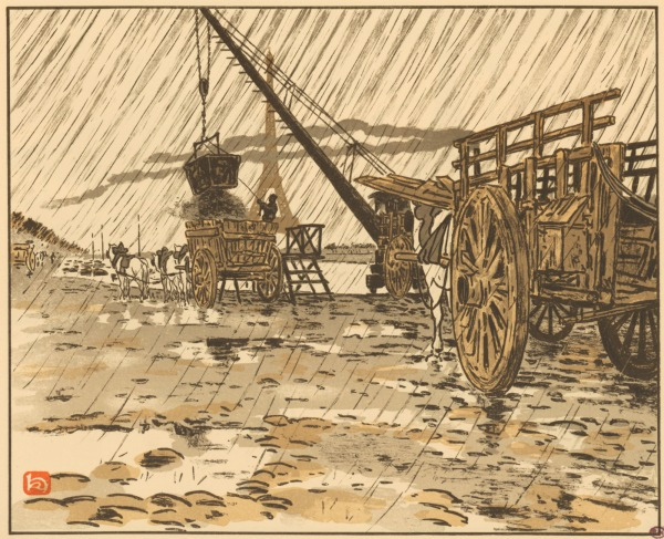 Henri Rivière《De la Quai de Passy, sous la pluie》（パッシー河岸より 雨）》Public domain, via Wikimedia Commons